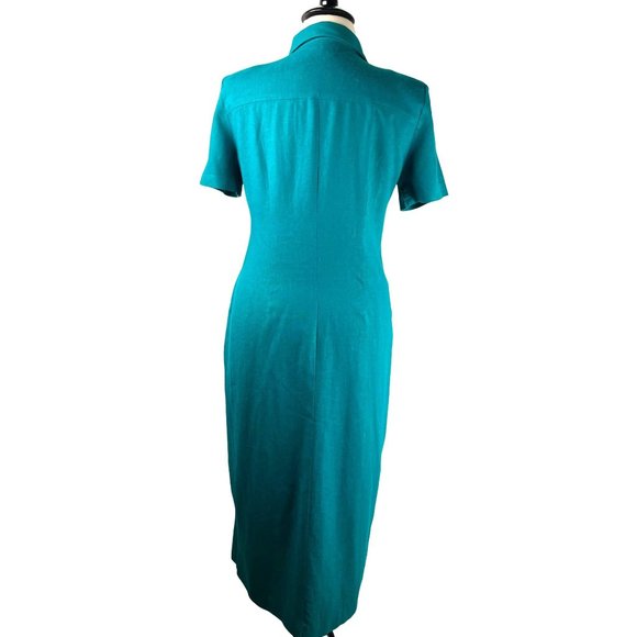 VTG 90's Robbie Bee Linen Blend Maxi Shell Button Front Dress, Women's Size 16 - Picture 6 of 16